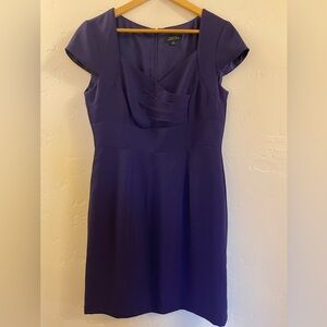 Tahari ASL Arthur S Levine Cap Sleeve Sheath Draped Bodice Dress Eggplant 10